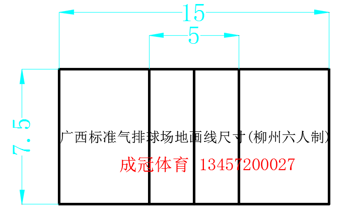 廣西柳州標(biāo)準(zhǔn)六人制氣排球場地畫線尺寸